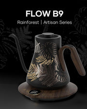 Cocinare FLOW B9 Gooseneck Electric Kettle, Precise Temperature Control for Pour-Over Coffee & Tea Brewing, Stainless Steel Interior, Rapid Heating for Boiling Water 0.9L (Rainforest)