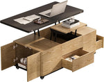 Load image into Gallery viewer, homary Modern 47" Lift-Top Coffee Table, Black &amp; Walnut with 3 Drawers, 2 Open Storage Compartments, Hidden Cabinet, Convertible Dining Office Table for Living Room Small Spaces