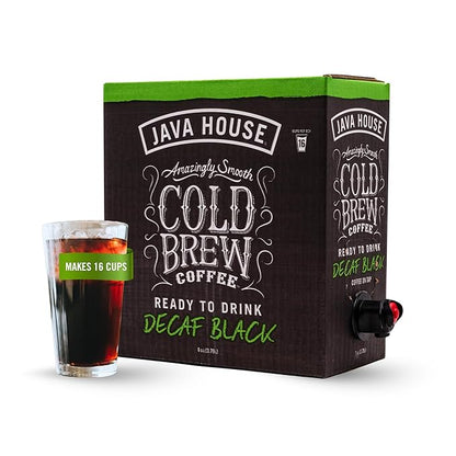 Java House Cold Brew Coffee on Tap – Premium 100% Arabica Decaf – Smooth Decaf with Chocolate & Caramel Notes – 1 Gallon Box (16 Servings) – Ready to Drink, No Caffeine, No Brewing Required, Fridge-Friendly