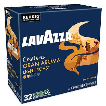 Lavazza Costiera Gran Aroma, Single-Serve Keurig K-Cup Pods, Light Roast Coffee, 32-Count Box