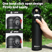 17 oz / 500 ml Insulated Water Bottle, Stainless Steel Thermo Coffee Travel Mug, Thermal Cup with Snap Flip Lid, BPA Free for Hot and Cold Drinking, Black