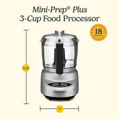 Cuisinart Mini-Prep Plus Food Processor, 24-Ounce Mini Food Processor to Chop Herbs, Vegetables, and Hard Cheese, 24-Ounce Work Bowl, Reversible Stainless Steel Blade, DLC-2ABC, Brushed Chrome