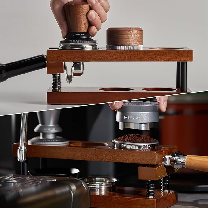 Espresso Tamping Station, Two-tier Organizer Station, Spring-loaded Portafilter Holder, Basket Filters & Funnel Stand, Fits 51/54/58MM Tamper, Distributor, Portafilter