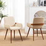 Load image into Gallery viewer, LUNLING Mid Century Modern Dining Chairs Set of 2,Accent Faux Leather Side Chairs Bentwood Frame with Armrest,Metal Legs Chair,Adjustable Foot for Kitchen Room Desk Chair(Cream White)
