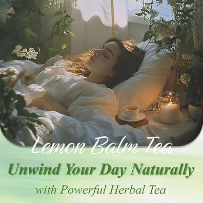 WT WEETEE Lemon Balm Tea Bags, 100 Count Pure Lemon Balm Leaves, Honey Scented with a Delicate Lemon Flavor, Caffeine-Free Herbal Tea