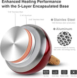 Load image into Gallery viewer, Tea Kettle, Toptier Teapot Whistling Kettle with Wood Pattern Handle Loud Whistle, Food Grade Stainless Steel Tea Pot for Stovetops Induction Diamond Design Water Kettle, 2.7-Quart Red