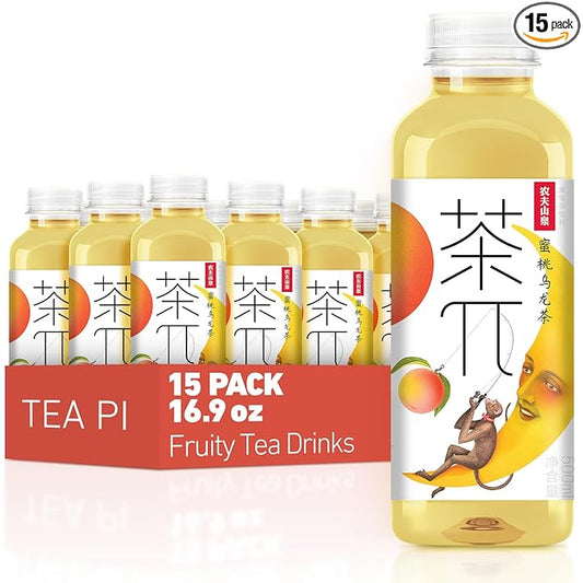 Tea PI Iced tea – Peach Oolong Tea Sweet Iced Fruit Tea Bottles, Real Juice, -16.9 fl oz, 500mL, 15 Pack