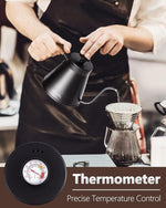 Load image into Gallery viewer, Harriet Gooseneck Kettle with Thermometer for Pour Over Coffee and Tea, 37 fl oz, Stainless Steel, Durable 3-Layer Base, Ideal Spout for Precision Pouring, Compatible with all Stove Tops, Black
