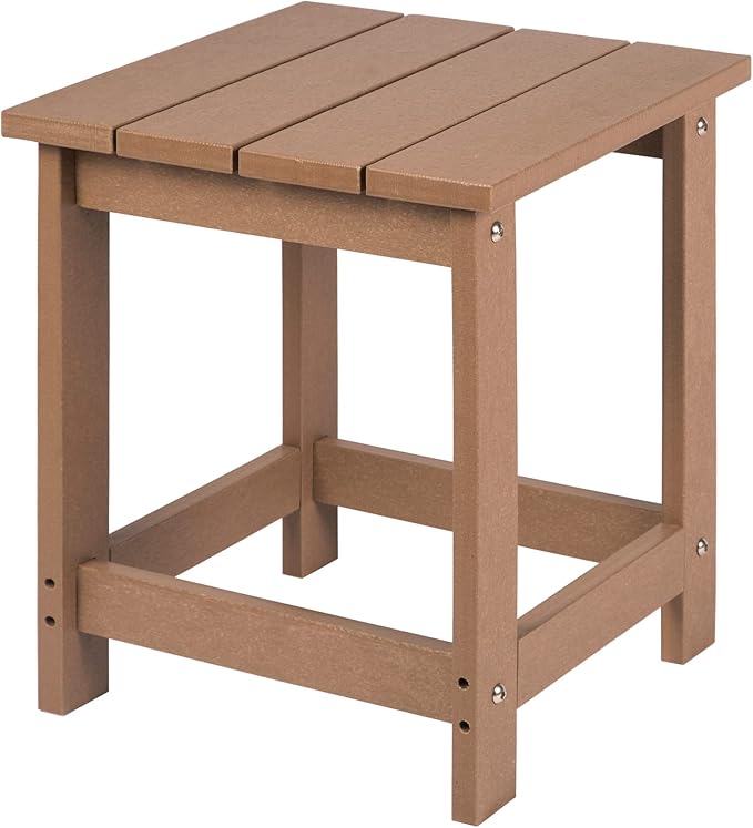 LZRS Adirondack Square Outdoor Side Table for Patio, Pool Composite Patio Table,HDPE End Tables for Backyard,Pool, Indoor Companion, Easy Maintenance & Weather Resistant(Teak)