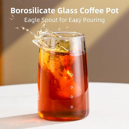 Cold Brew Coffee Maker 450ML, Ice Drip Coffee Brewer,Slow Dripper Coffee Maker with Fine Mesh Filter, Adjustable Water Flow (Dark Brown)