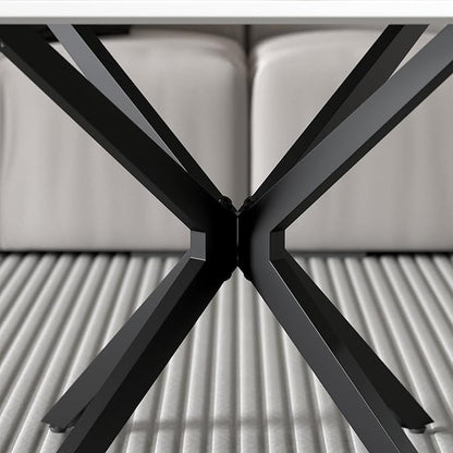 Faux Marble Coffee Table Rectangle Modern 40 Inch Living Room Table with Black Metal Legs Stylish Center Table for Living Room Office