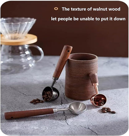 Vintage Coffee Measuring Spoon - 304 Stainless Steel,Coffee Scoop, 10g Capacity, Walnut Handle - Perfect for Coffee, Tea, and More (Gunmetal)