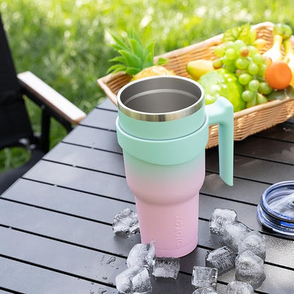 BJPKPK 30oz Tumbler With Handle Stainless Steel Insulated Tumbler Cups With Lid And Straw,Day & Night