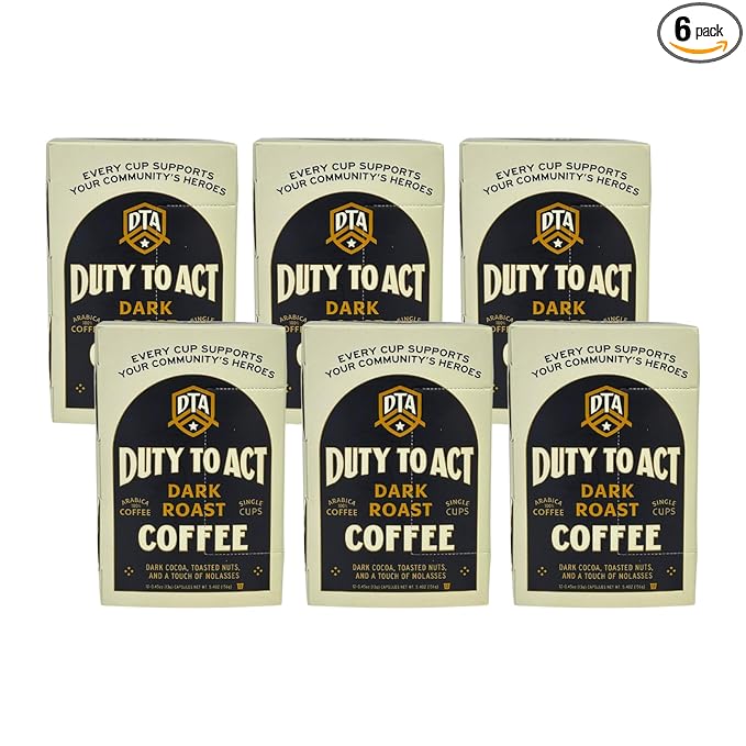 Duty to Act Dark Roast Coffee K-Cup, 12, 5.4 Ounce Pods (Pack of 6)