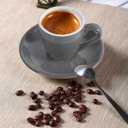 Porcelain Espresso Cup with Saucer, Espresso shot Cup, 80ml/2.7Oz, Grey