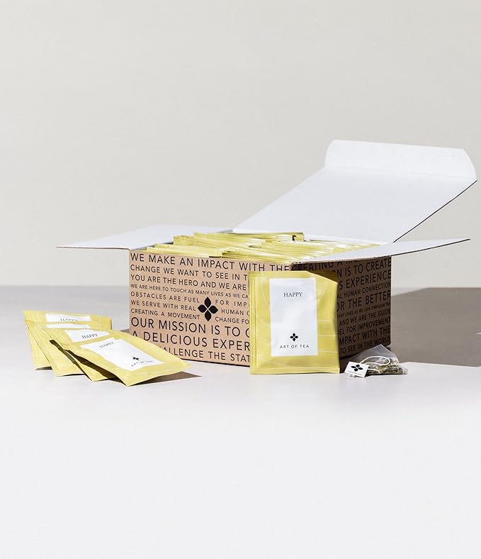 Art of Tea | Organic Happy Jasmine Green Tea | 50 Eco Friendly Pyramid Tea Bag Sachets