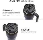 Load image into Gallery viewer, ALOUFEA 20 oz Insulated Coffee Mug Tumbler with Handle, Stainless Steel Travel Mug Tumbler with Lid and Straw,Double Wall Vacuum Leak Proof Ice Coffee Thermal Cup, Indigo Black