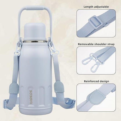 BJPKPK Vacuum Insulated Thermal Water Bottle with Handle and Lid 40oz Stainless Steel Water Bottles for Cold and Hot Beverages,Blue Haze