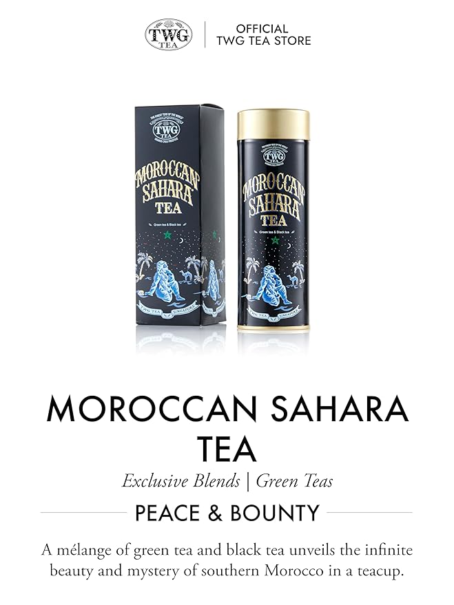 TWG Tea | Moroccan Sahara Tea | Green & Black Tea | Rose Petals, Nuts & Spices | Haute Couture Tin, 100g | Gift Set