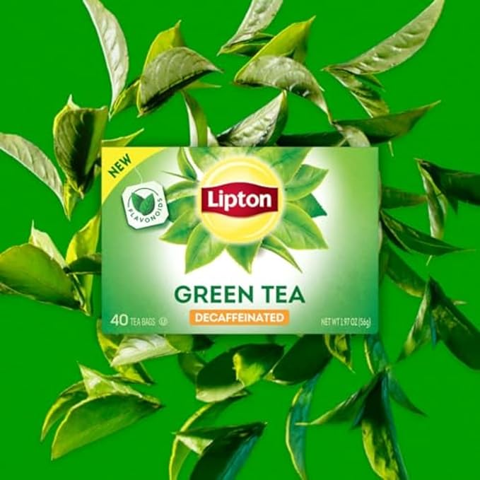 Lipton Decaf Green Tea Bags, Unsweetened Iced or Hot Tea Bags, 240 Total Tea Bags (40ct - Pack of 6)