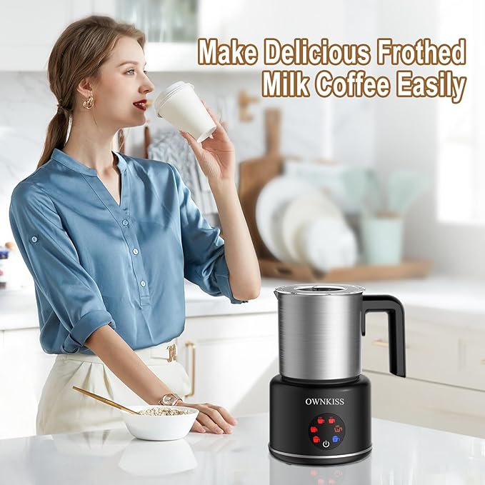 Milk Frother, 6-in-1 Electric Milk Frother and Steamer, 16.9oz/500ml Automatic Warm and Cold Foam Maker and Milk Warmer for Latte,Coffee,Cappuccinos,Macchiato(Stainless Steel)