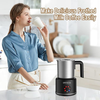 Milk Frother, 6-in-1 Electric Milk Frother and Steamer, 16.9oz/500ml Automatic Warm and Cold Foam Maker and Milk Warmer for Latte,Coffee,Cappuccinos,Macchiato(Stainless Steel)