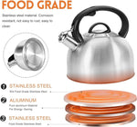 Load image into Gallery viewer, Whistling Stovetop Tea Kettle, 3L Food-Grade 304 Stainless Steel Teapot, Ergonomic Handle,Hot Water Quick Boil,All Metal Stove Kettle Rust Resistant and Durable,With Anti-Scald Towel(Silver)