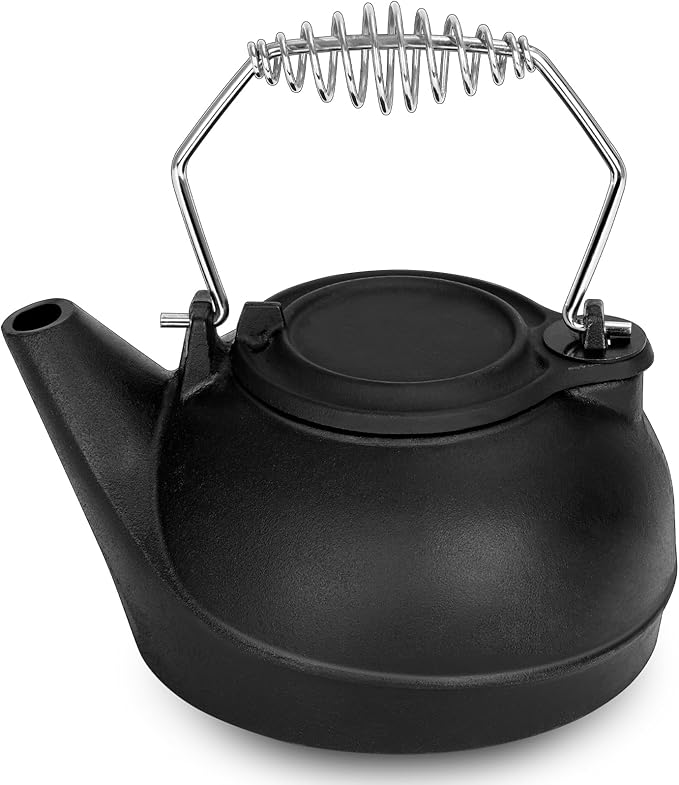 Gtongoko Wood Stove Steamer 3 Quart Cast Iron Humidifier Kettle for Wood Stove, Fireplace Steamer Humidifier with Wide Mouth, Cool-Touch Handle, Home Indoor Decorative Black