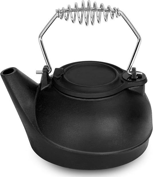 Gtongoko Wood Stove Steamer 3 Quart Cast Iron Humidifier Kettle for Wood Stove, Fireplace Steamer Humidifier with Wide Mouth, Cool-Touch Handle, Home Indoor Decorative Black