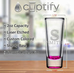 Load image into Gallery viewer, Personalized Shot Glasses Set of 6 Pink Bottom Custom 2 oz Cordial Shot Glass Initial and Name for Gifts, Weddings, Birthdays, Party, Event, Decorations
