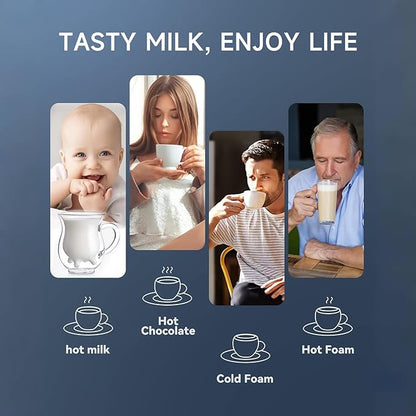 Wamife Electric Milk Frother and Steamer for Coffee with Milk Frother Cup (700ml/23.6oz,Milk 150ml) 4-in-1 Milk Foamer Hot Chocolate Maker,Hot & Cold Foam Maker,Heated Milk,Dishwasher Safe with Whisk