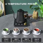 Load image into Gallery viewer, 1200W Gooseneck Kettle with ±1℉ Temperature Control,Pour Over Electric Kettle for Coffee &amp; Tea,Digital Display,4 Temp Preset,12H Keep Warm,100% Stainless Steel,Rapid Heating,1L,Matte Black