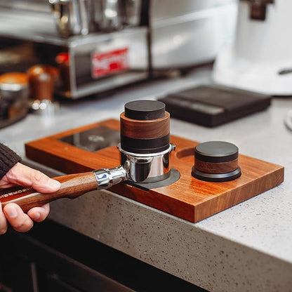 CrossCreek 54mm Espresso Tamper | Slow-Rebound Tamping Tools Fits 54mm Breville Barista Espresso Portafilter | Spiral-Pattern Base | Stainless Steel & Walnut Tamper | Espresso Machine Accessories