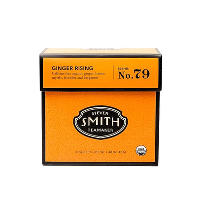 Steven Smith Teamaker Ginger Rising No. 79, Organic Ginger, Lemon, Herbal Tea Blend, Caffeine-Free, Sugar-Free, Sustainably Grown, Tea Bags, 15 Sachets, 1.48oz each