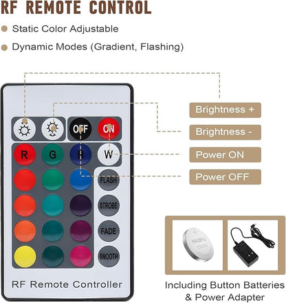 FAHKNS LED Lighted Liquor Bottle Display, 3 Tiers 24 Inch LED Liquor Shelves with RF Remote, Liquor Bottle Accessories Shelf for Home Bar, 16 Static Colors 4 Dynamic Mode