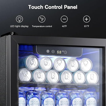 Kismile 1.7 Cu.ft Beverage Refrigerator and Cooler, 68 Can Mini Fridge Glass Door,Digital Temperature Display for Soda, Beer or Wine, Small Drink Dispenser Cooler for Home, Office or Bar