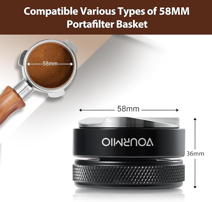 58mm Coffee Distributor - Adjustable Depth Stainless Steel Base Espresso Distribution Tool, Compatible with Breville 58mm Portafilter, Professional Barista Espresso Accessories, Black