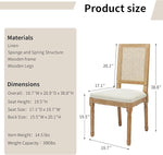 Load image into Gallery viewer, Vintage French Country Dining Chairs Set of 2, Rattan Dining Chairs with a Square Back, Beige Upholstered Dining Chair, Sillas para Comedor, Kitchen &amp; Dining Room Chair (Beige, Rattan, 2Pcs)