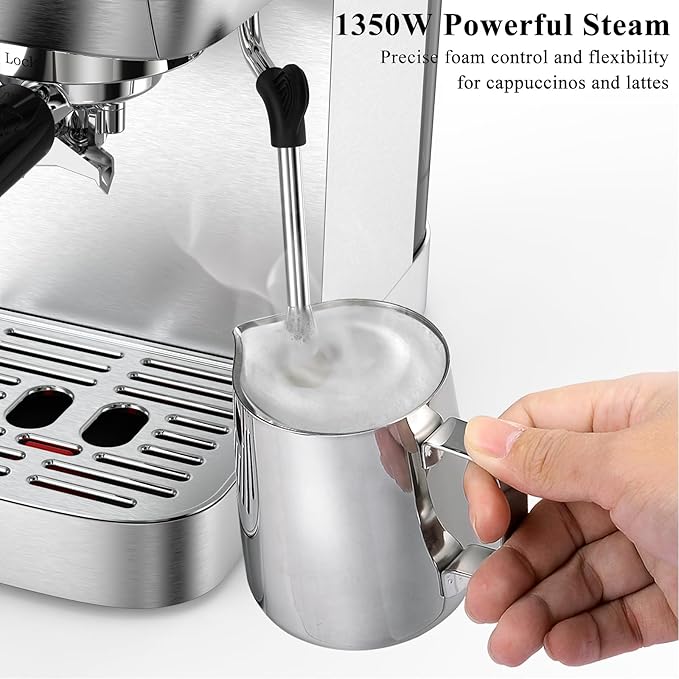 MAttinata Espresso Coffee Machine, Compact Espresso Maker 20 Bar, Stainless Steel Cappuccino Machines With Steam Milk Frother For Home Barista, Office Mattino