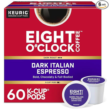 Eight O'Clock Coffee Dark Italian Roast, Keurig Single Serve K-Cup Pods, Dark Roast, 60 Count (6 packs of 10)