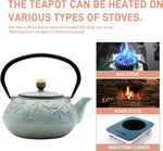 Load image into Gallery viewer, Cast Iron Teapot Tea Kettle with Stainless Steel Infuser for Stovetop Safe Coated with Enameled Interior Japanese Tetsubin with Maple Leaves Pattern(30.4oz/900ml) (Color-5)