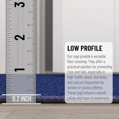 Ottomanson Hallway Runner Rug 2'2" x 6' Non Slip Solid Area Rugs Easy to Clean Laundry Rug Runner Durable & Pet Friendly Floor Carpet Runners for Hallways Entryway Living Room Kitchen, Navy