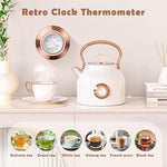 Load image into Gallery viewer, Retro Electric Kettle, 1.7L Stainless Steel Tea Kettle with Large Temperature Gauge, 1500W Fast Heating Hot Water Boiler with LED Indicator, Auto Shut-off &amp; Boil-Dry Protection-Reteo White