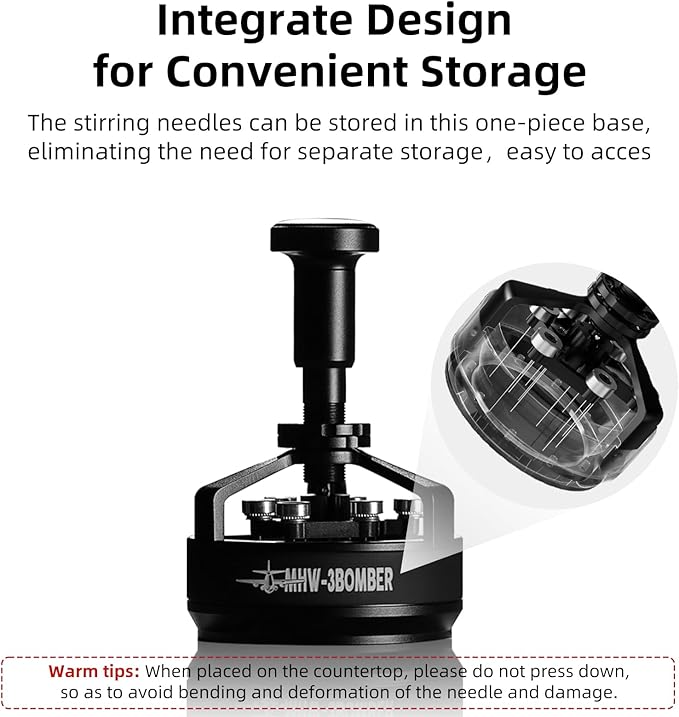 MHW-3BOMBER WDT Tool Espresso 58mm, Espresso Distribution Tool with Magnetic Base for Barista, Adjustable Depth Needle Distributor Tool, 0.25mm x 14 Coffee Stirrer Tools, YU Series CycloneT5849-OS