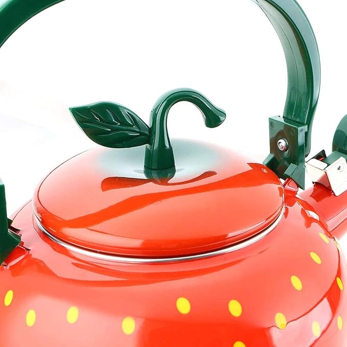 Whistling Tea Kettle for Stove Top Enamel on Steel Teakettle, Supreme Housewares Strawberry Design Teapot Water Kettle Cute Kitchen Accessories Teteras (2.3 Quart, Strawberry)