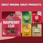 Load image into Gallery viewer, FGO Organic Red Raspberry Loose Leaf Herbal Tea, Cut and Sifted, Caffeine Free, 16oz Bulk Resealable Pouch, Packaging May Vary (Pack of 1)