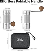 Load image into Gallery viewer, Bincoo Manual Coffee Grinder with Foldable Handle– External Setting Hand Coffee Grinder with Steel Burr,Compact and Portable for Home/Travel/Camping(Sliver)