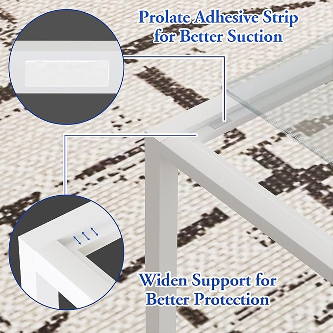 Glass Coffee Table Square Coffee Table for Small Space,Modern Minimalist Center Table for Living Room Home Office,Tempered Glass-top with Sturdy Metal Frame,Easy Assembly,27 x 27In, White