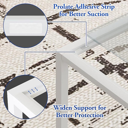 Glass Coffee Table Square Coffee Table for Small Space,Modern Minimalist Center Table for Living Room Home Office,Tempered Glass-top with Sturdy Metal Frame,Easy Assembly,27 x 27In, White