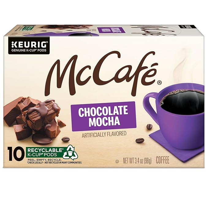 McCafe Chocolate Mocha, Single Serve Coffee Keurig K-Cup Pods, Flavored Coffee, 60 Count, (6 Packs of 10)